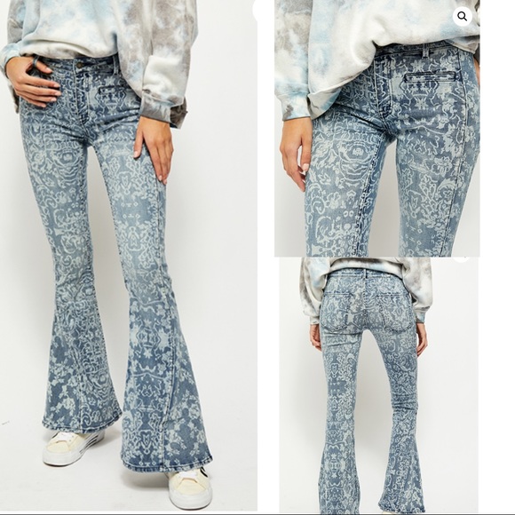Free People Denim - Free People Dream Lover Flare Printed Jeans NWT